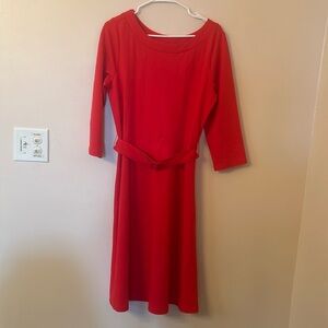 Ann Taylor Factory Dress with belt. Striking red color!